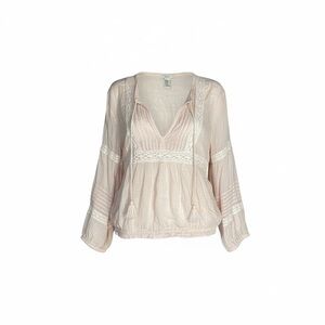 Forever 21 Pink Cotton Blend Lace trim Blouse